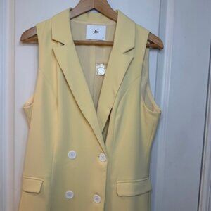 Yllw, sleeveless, double breasted blazer dress, yellow, size XL NWOT